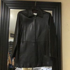 Black leather coat